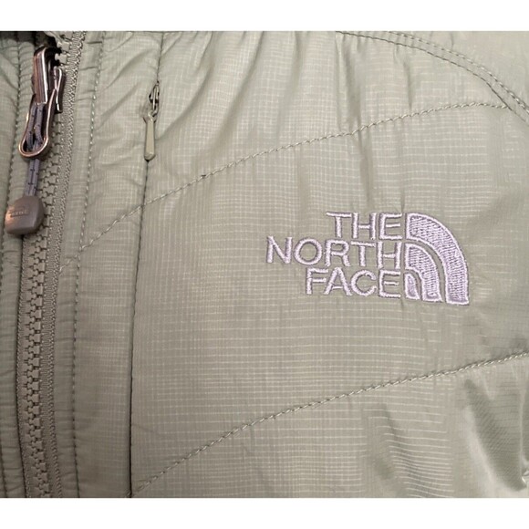The North Face Small Women’s Puffer Coat Full Zip Jacket Sage Green Primaloft - Picture 4 of 12